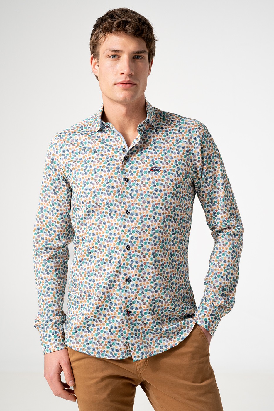 Camisa hombre multicolor estampada
