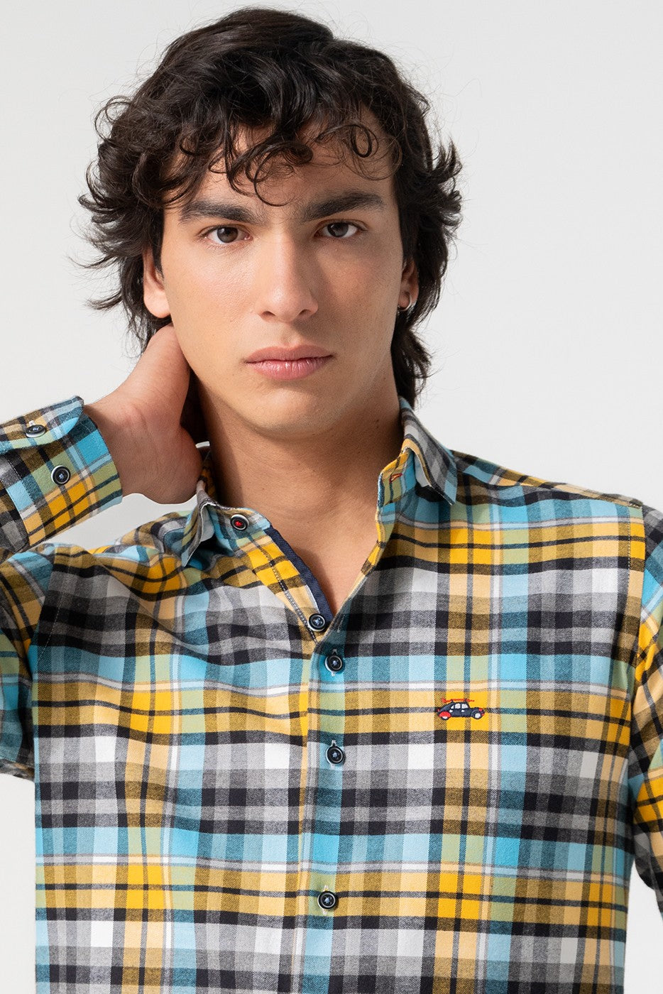 Camisa hombre estampado cuadros colores