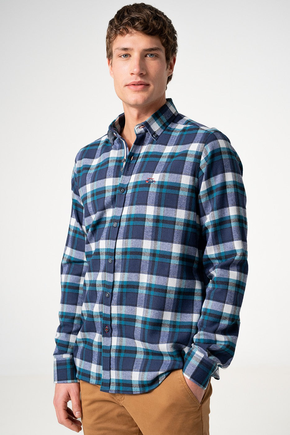 Camisa hombre cuadros azules
