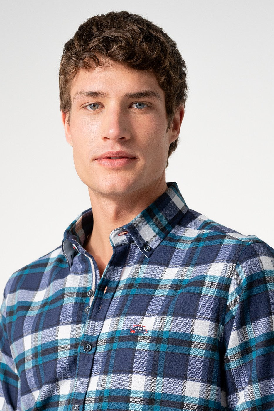 Camisa hombre cuadros azules