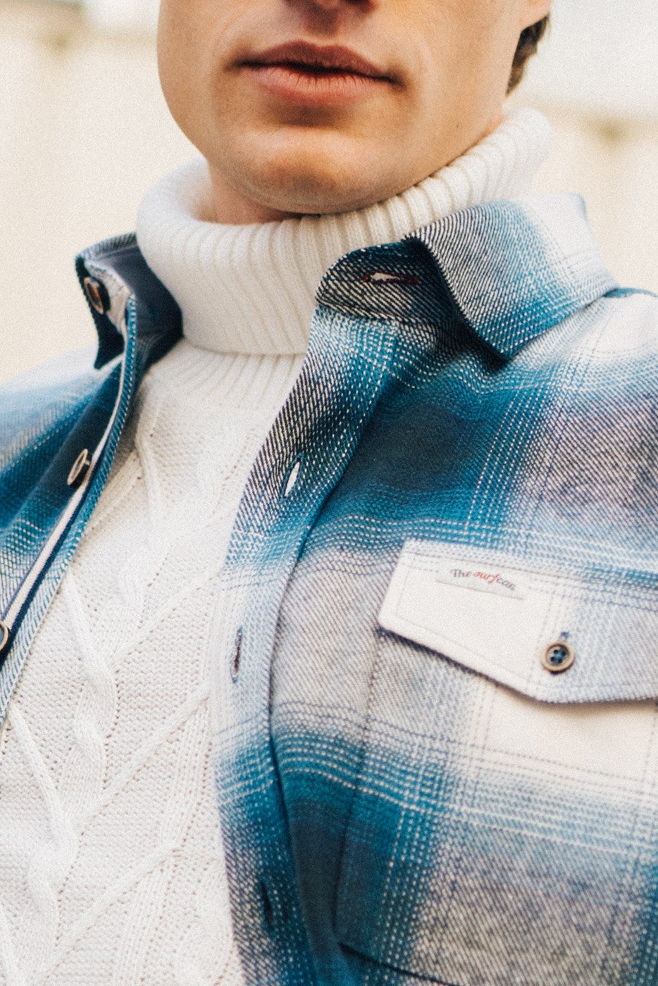 Sobrecamisa hombre cuadros tonos azul con bolsillos con solapa