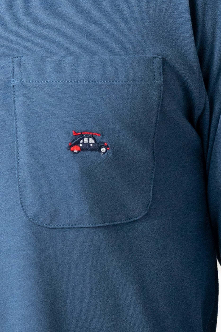 Polo hombre de punto manga larga con bolsillo azul