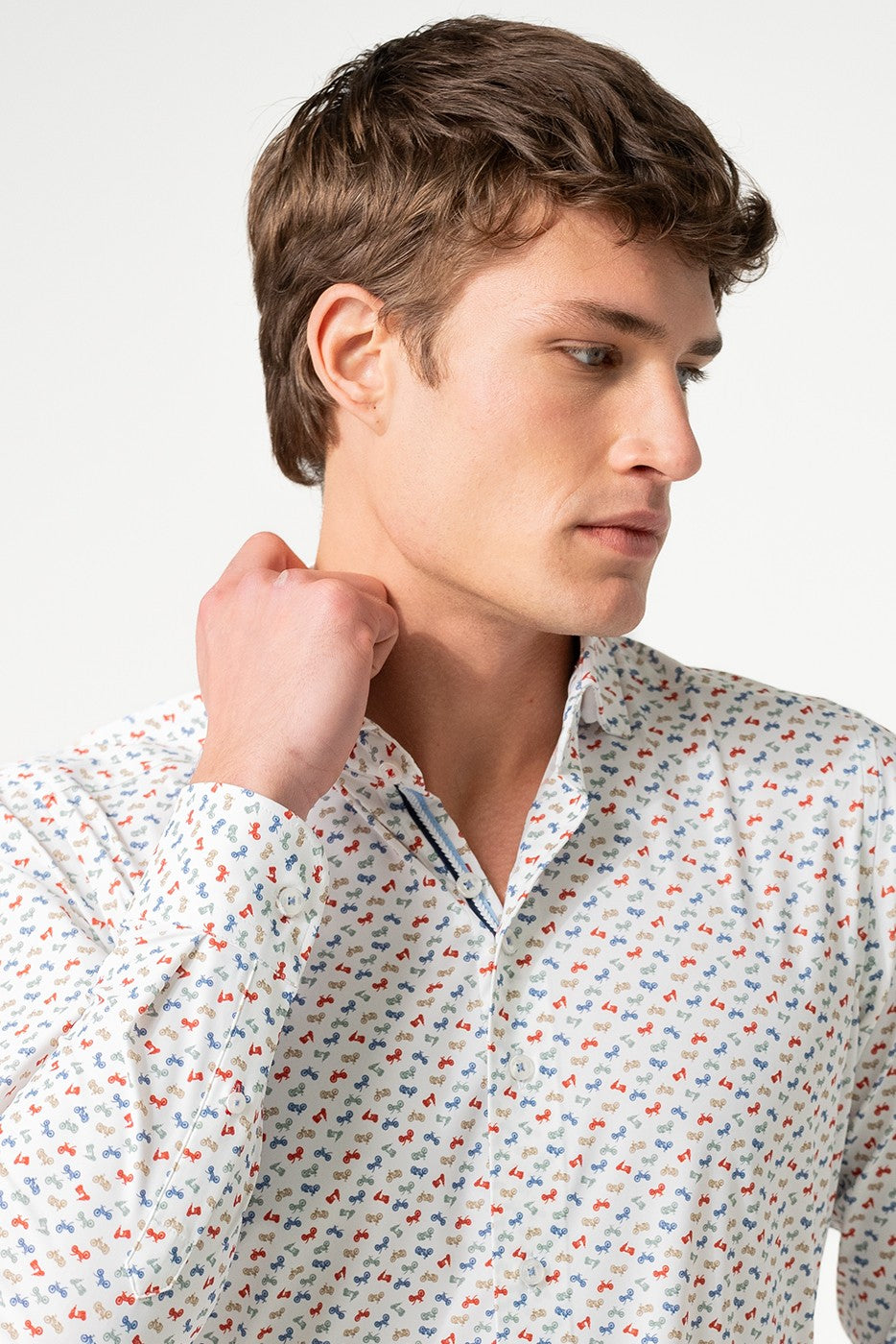 Camisa tejido técnico hombre estampado motos