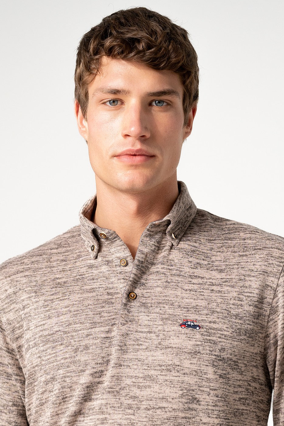 Polo de punto manga larga beige