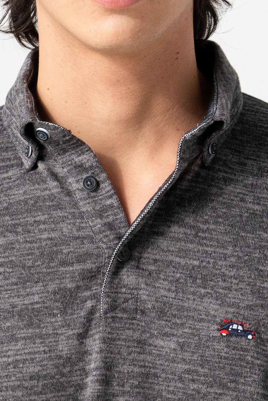 Polo de punto manga larga gris