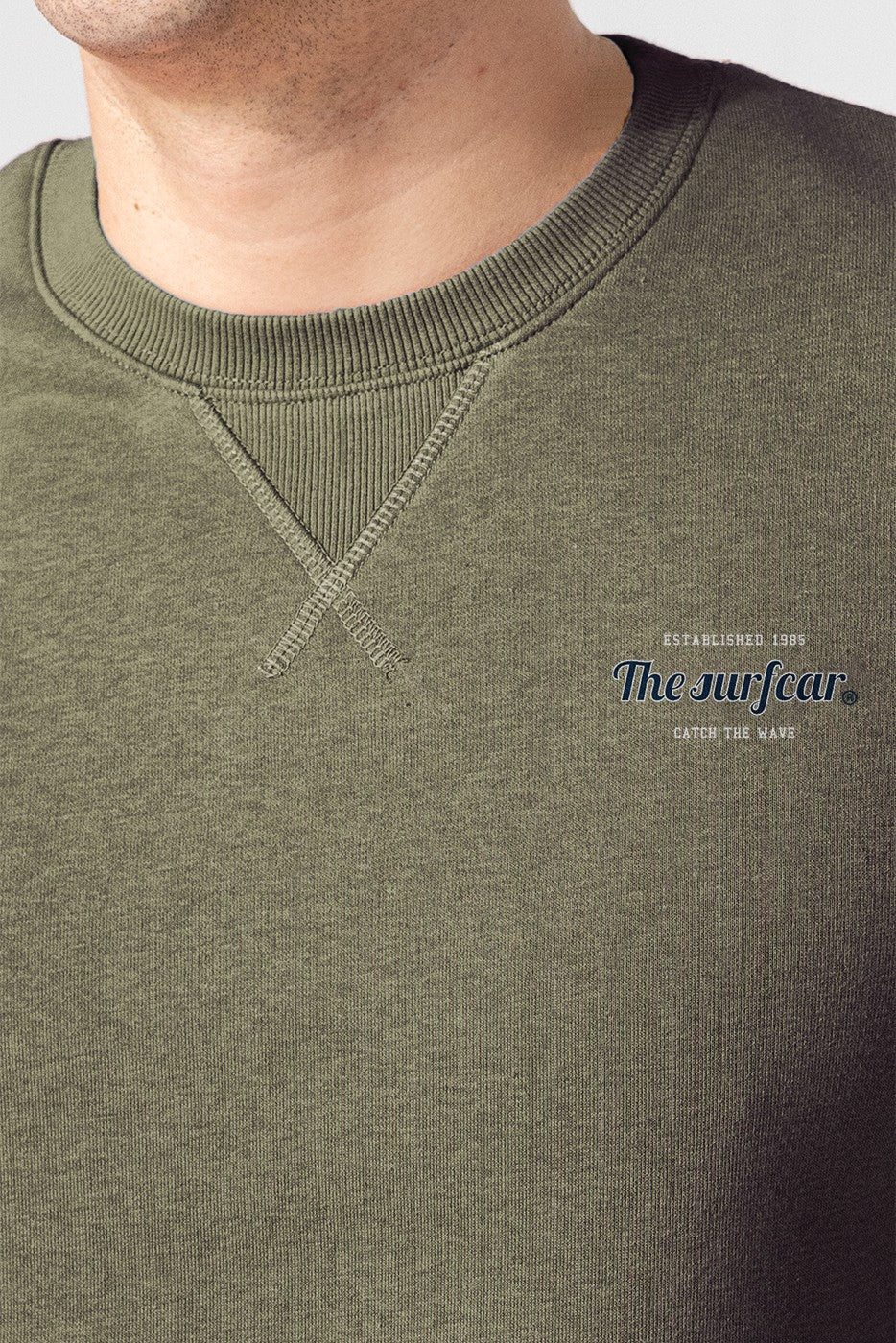 Sudadera hombre cuello redondo caqui