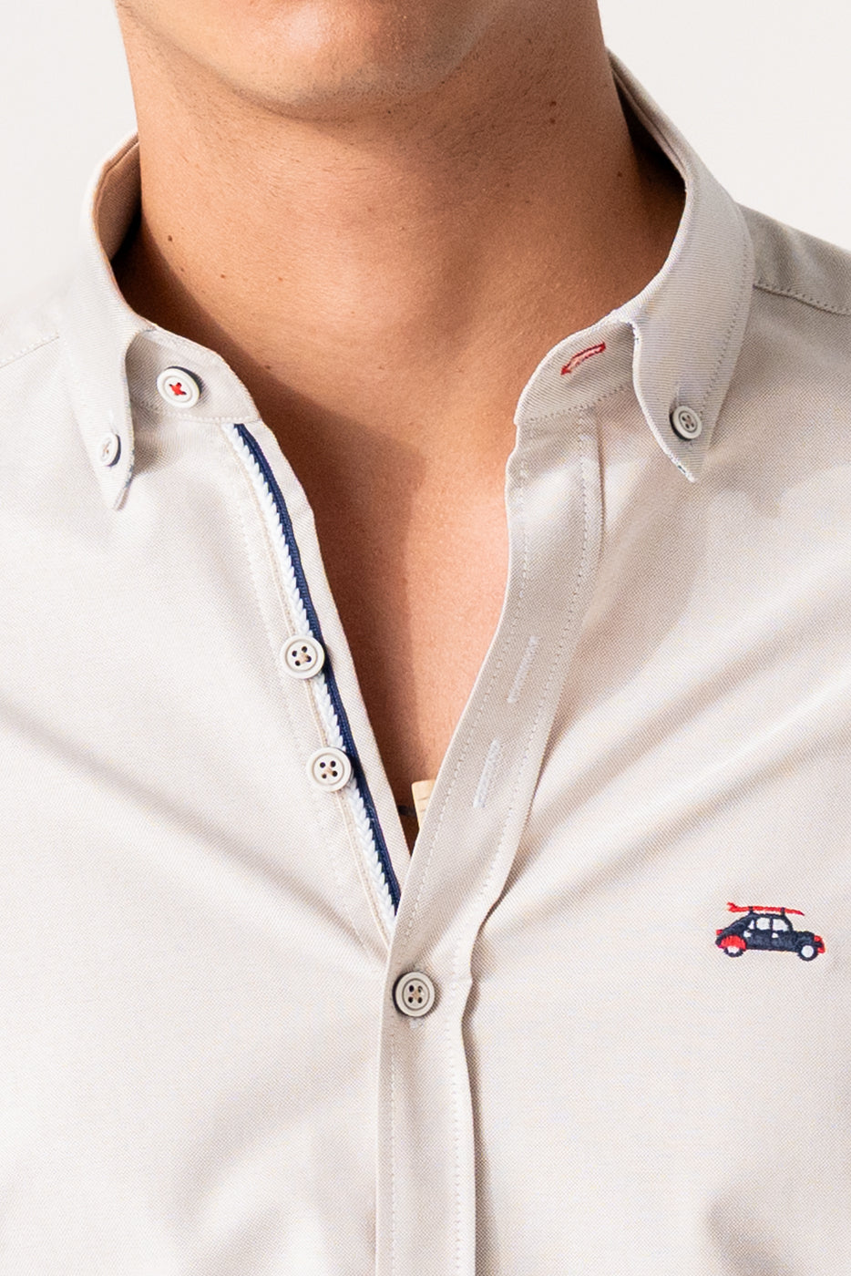 Camisa hombre slim fit beige