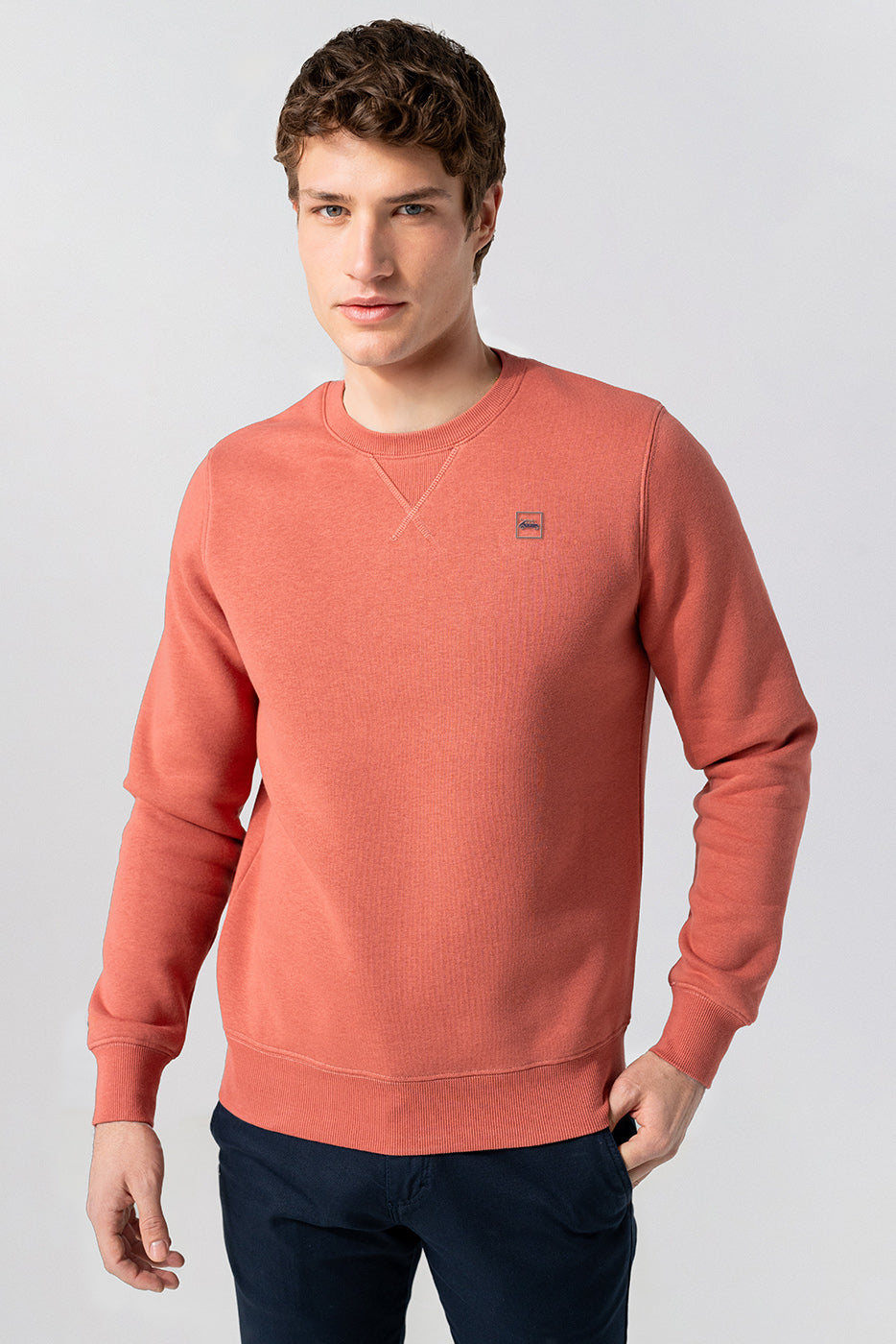 Sudadera hombre cuello redondo naranja