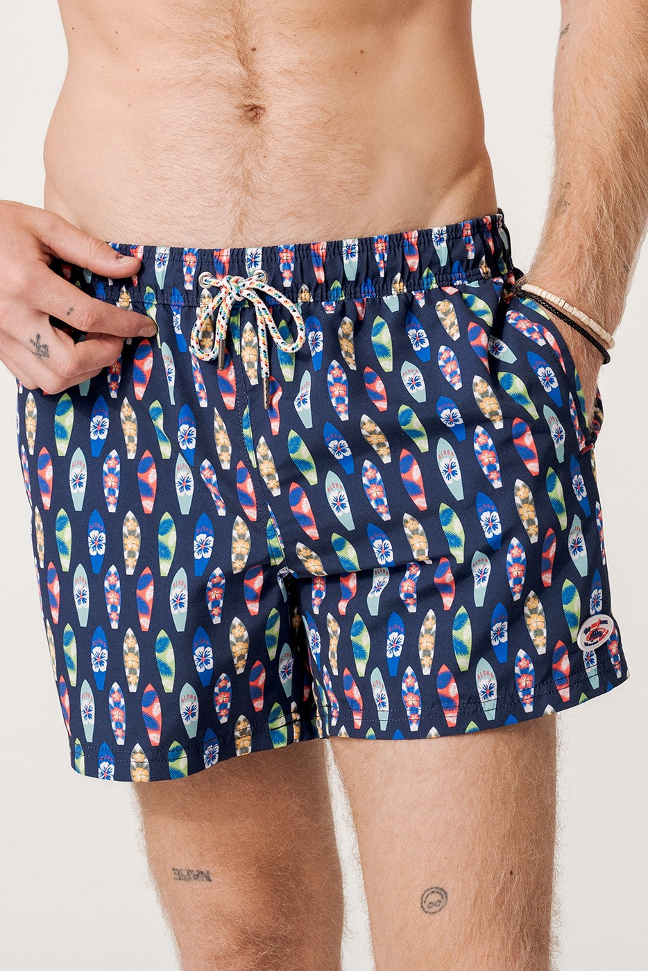 Bañador tablas de surf multicolor azul marino