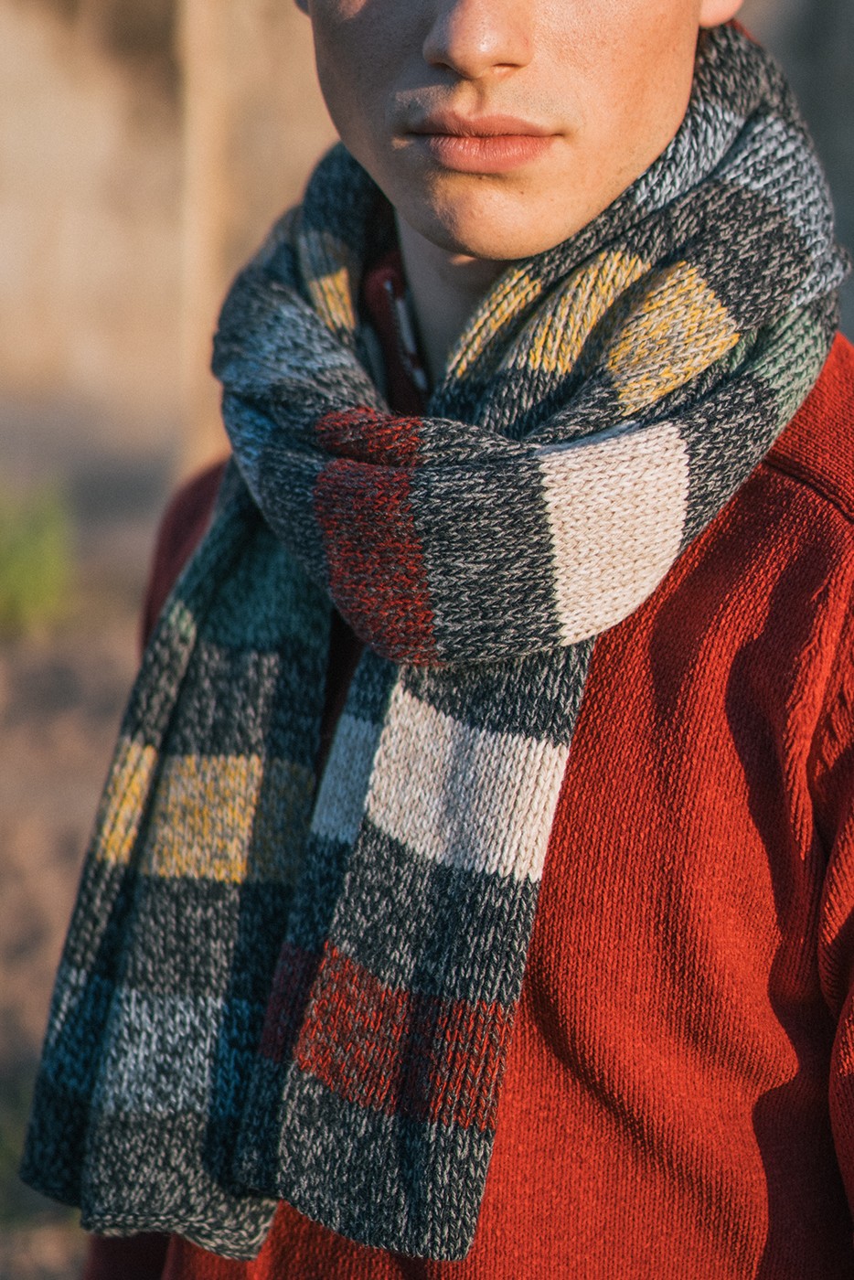 Bufanda hombre de punto rayas multicolor