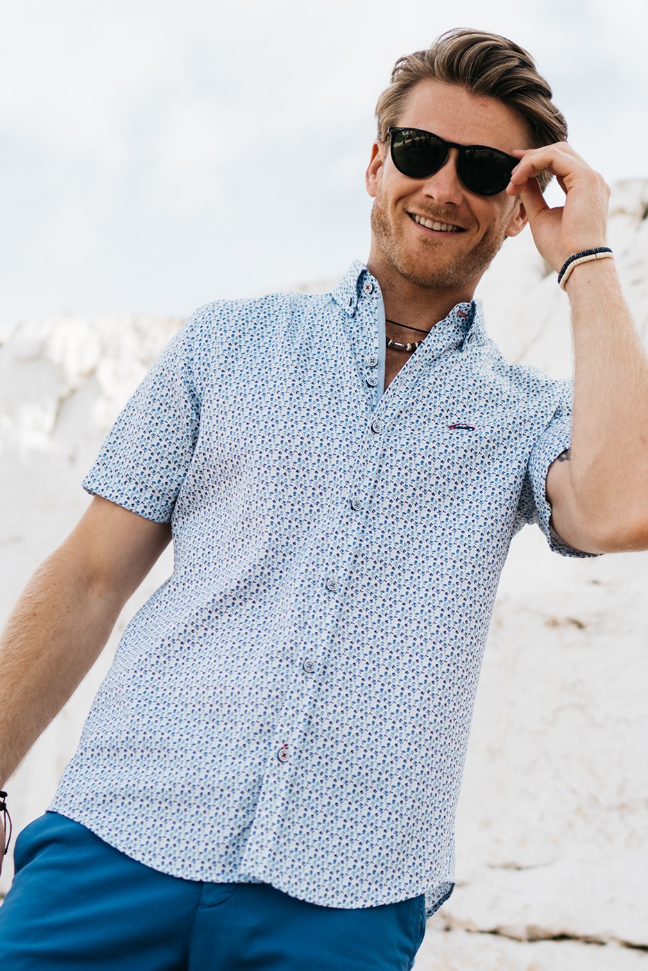 Camisa regular fit estampado liberty azul