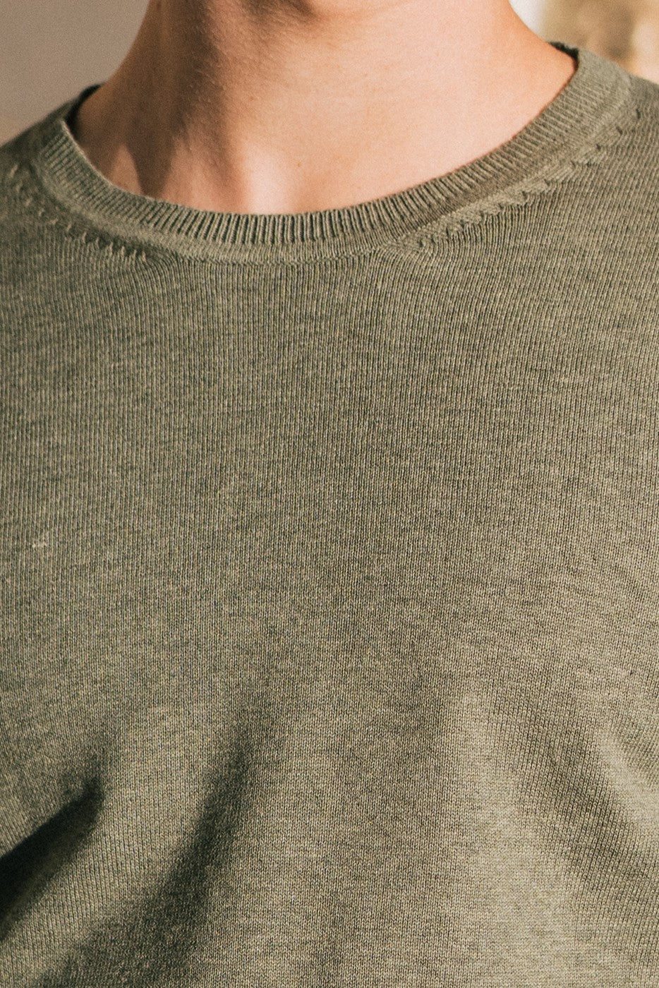 Jersey de punto cuello redondo caqui