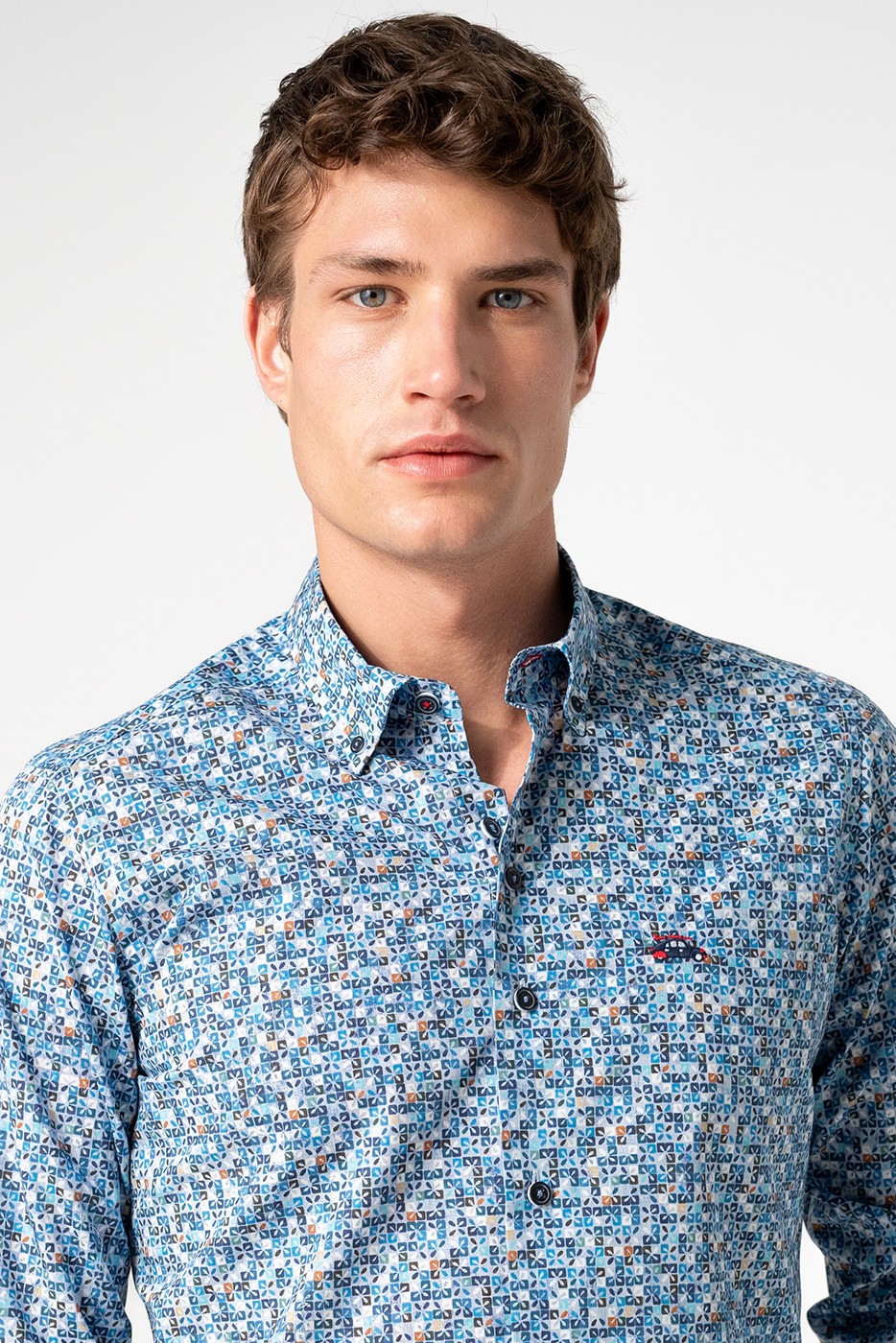 Camisa estampada hombre tonos azul