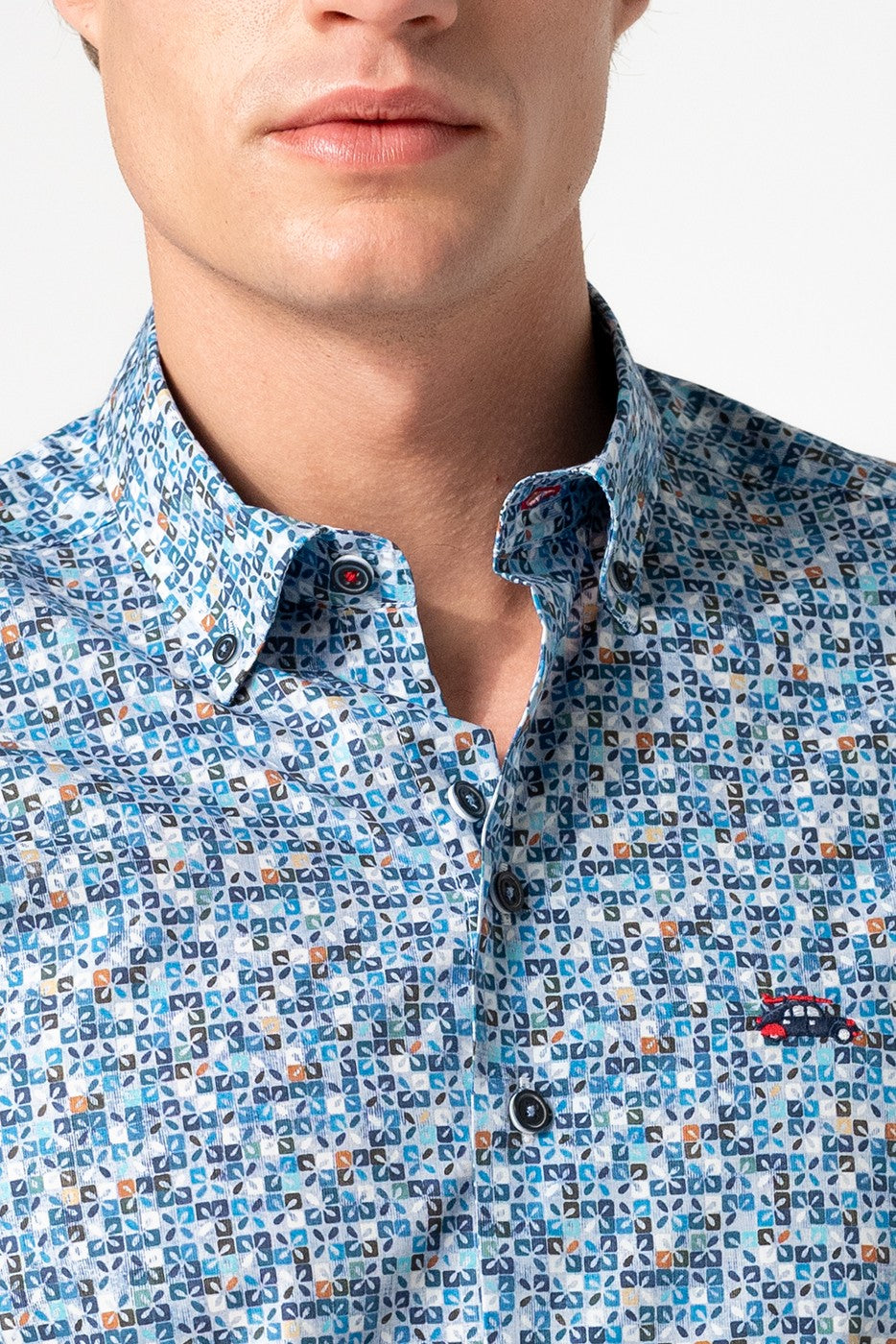 Camisa estampada hombre tonos azul