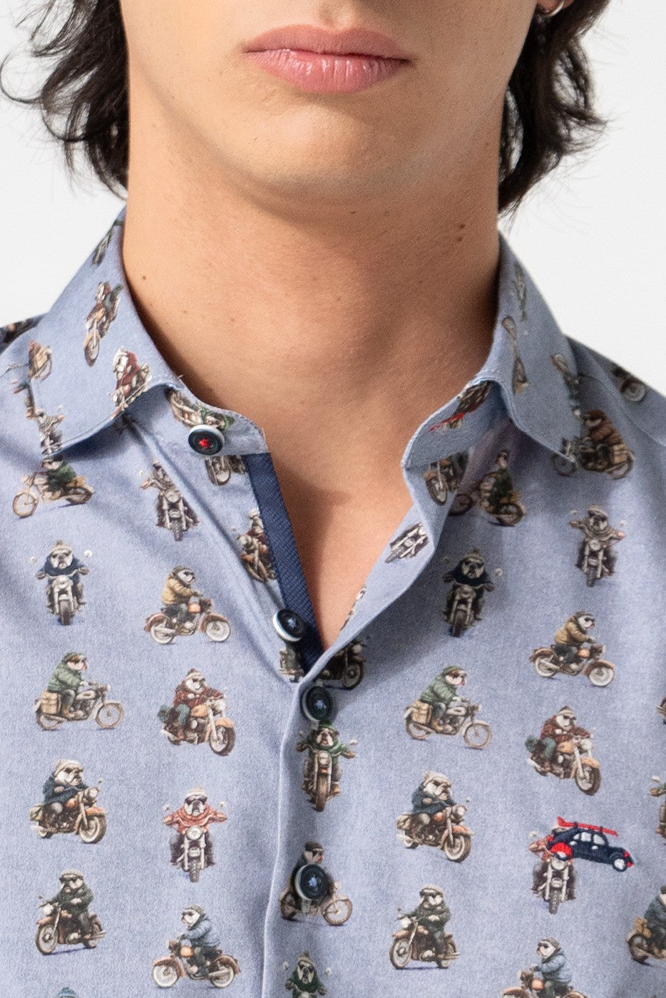 Camisa estampada hombre bulldogs moteros