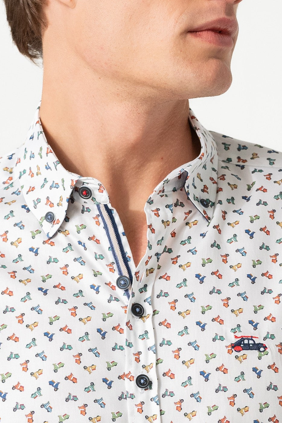 Camisa estampada vespas multicolor hombre