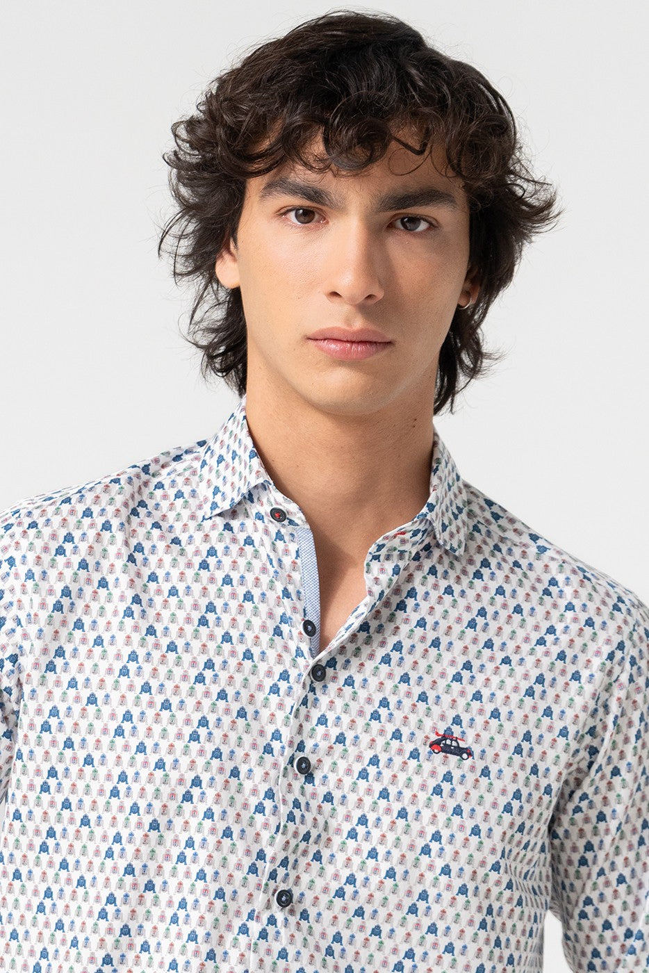 Camisa estampado multicolor de robots