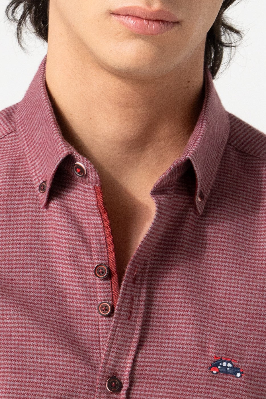 Camisa pata gallo granate hombre