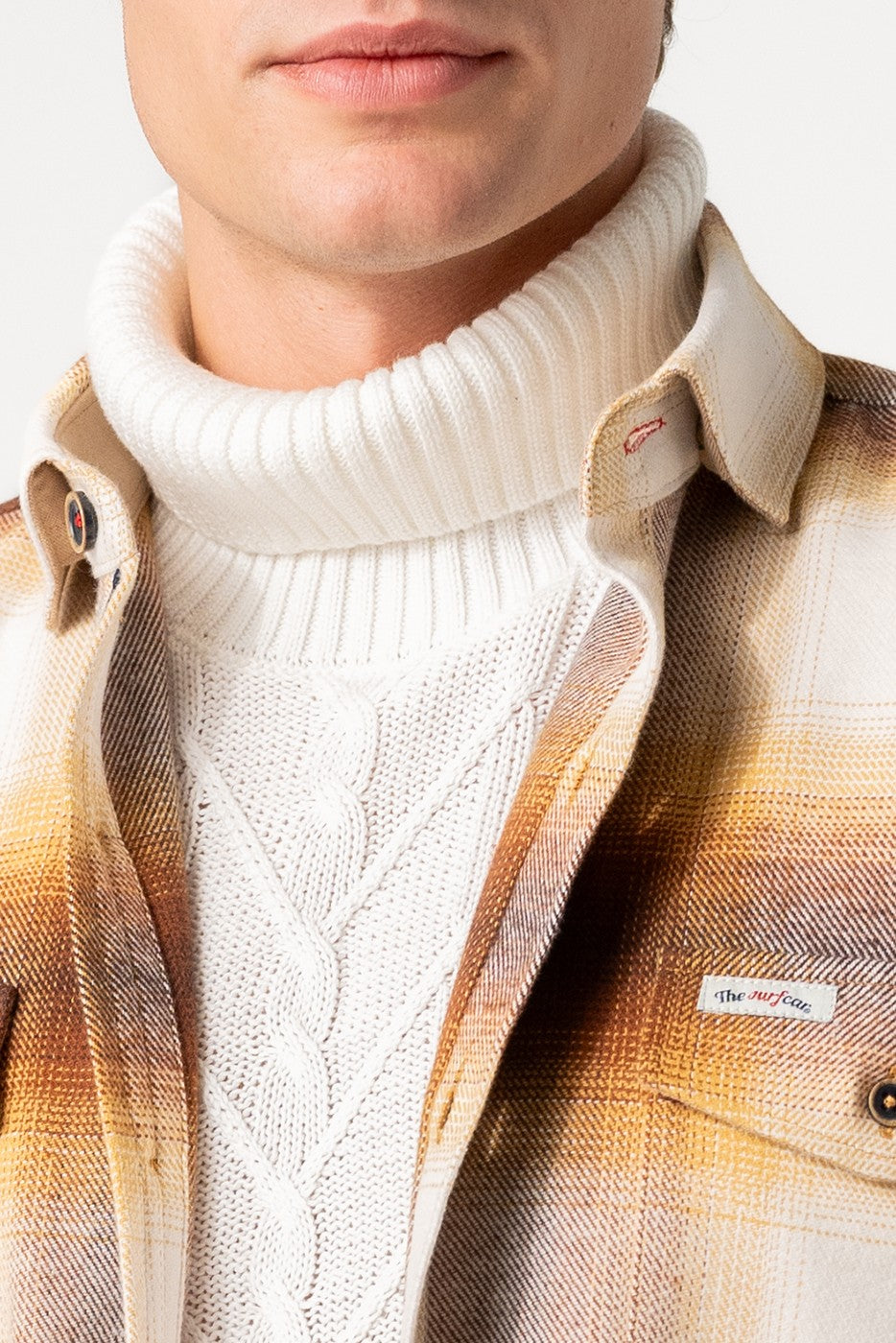 Sobrecamisa hombre cuadros tonos marrón con bolsillos con solapa