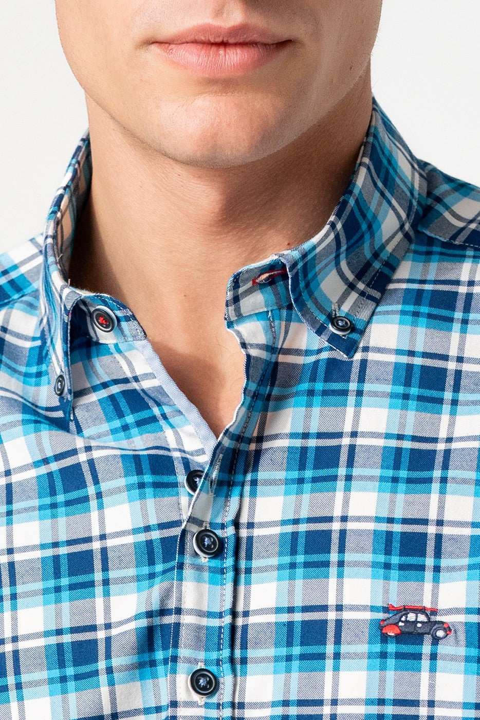 Camisa cuadros en tonos azules