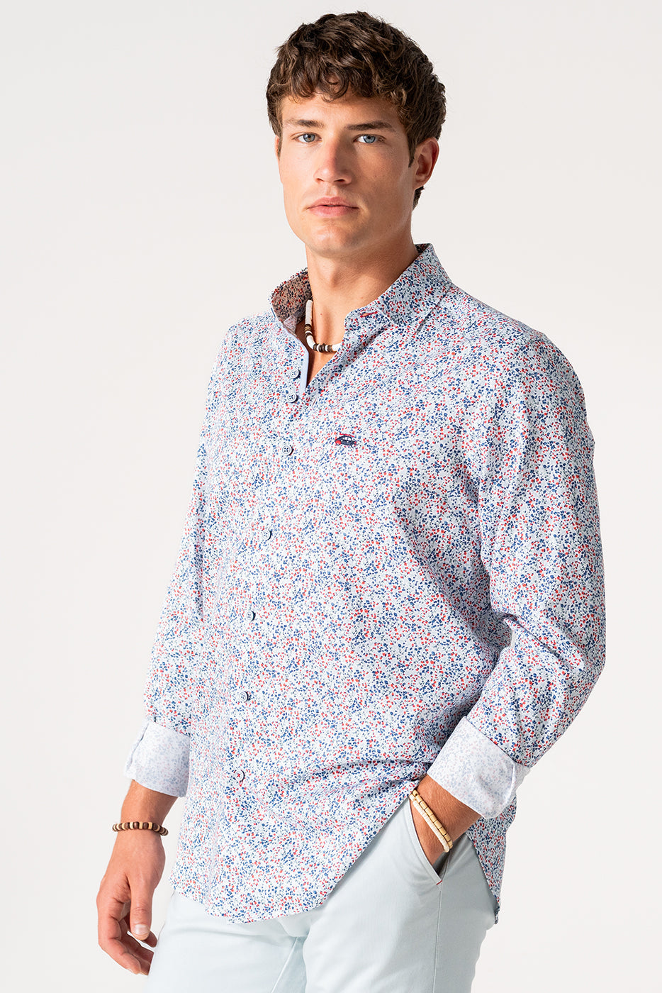 Camisa estampado liberty rojo hombre