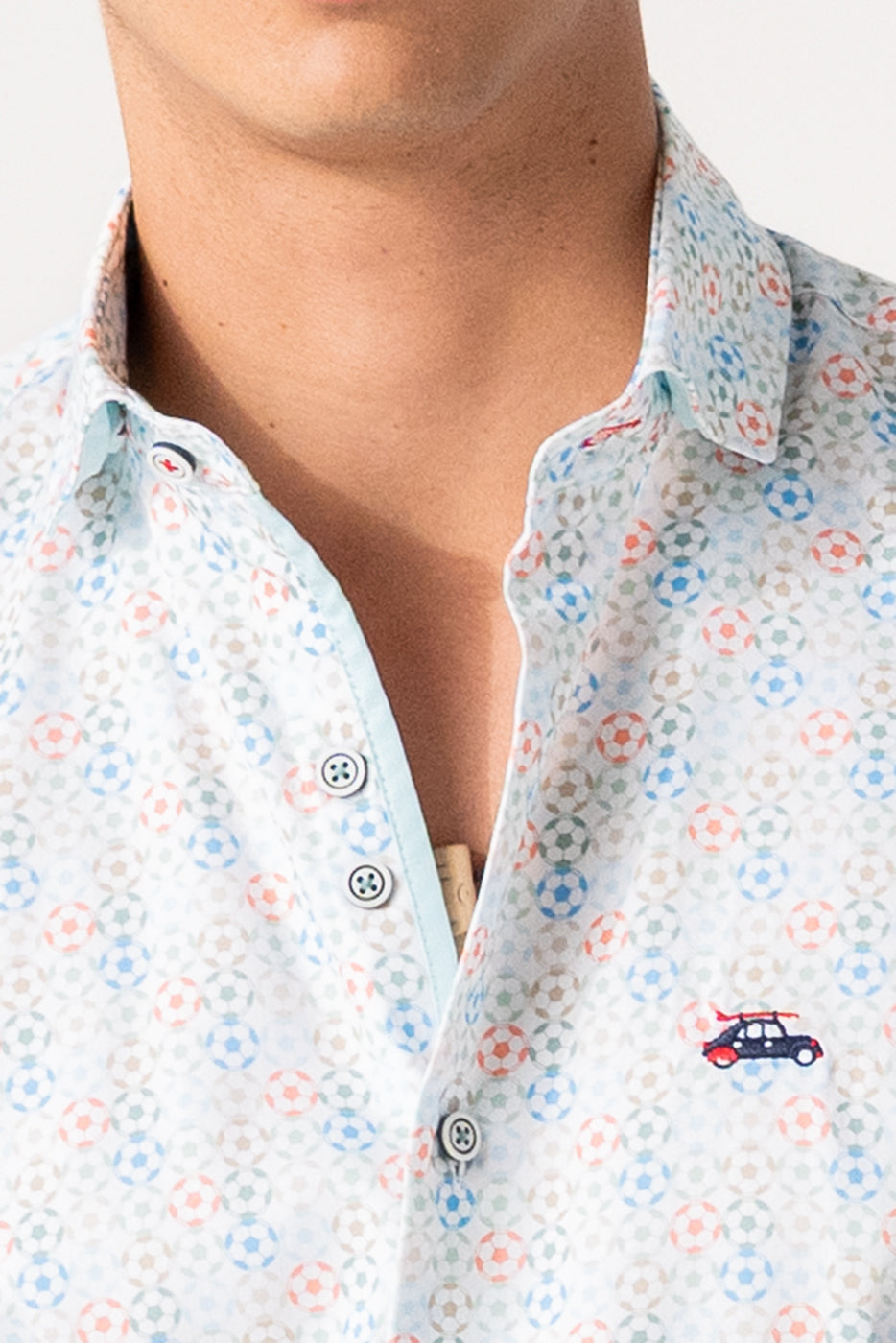 Camisa manga corta hombre estampado pelotas colores