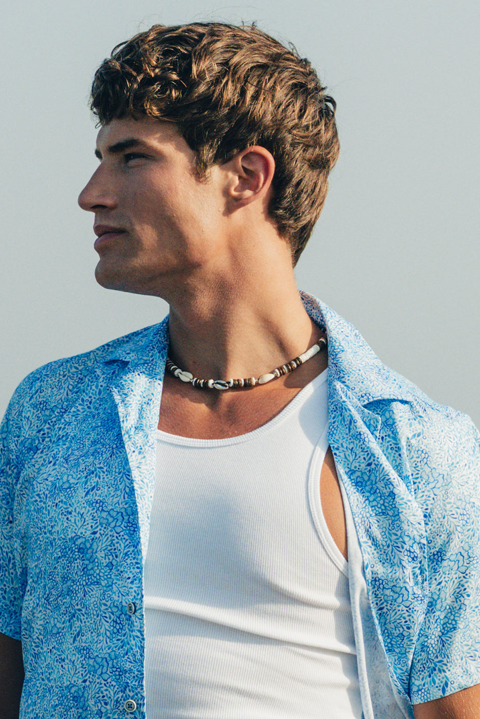 Camisa bowling hombre estampado azul