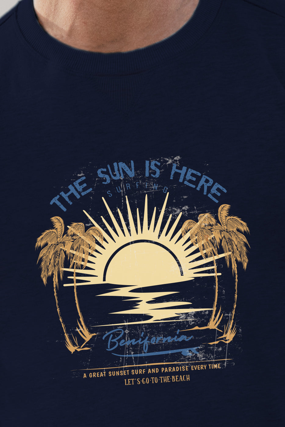 Sudadera marino hombre estampado puesta de sol