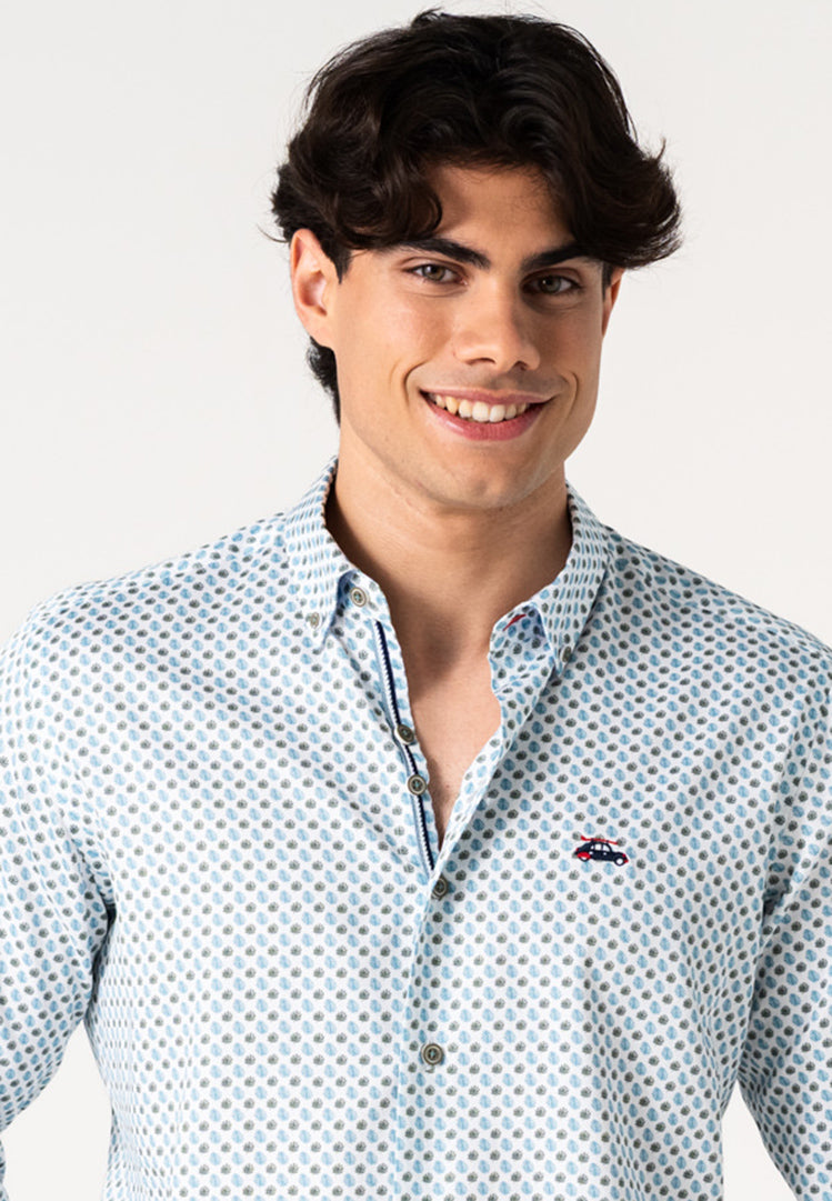Camisa hombre microestampado hojas