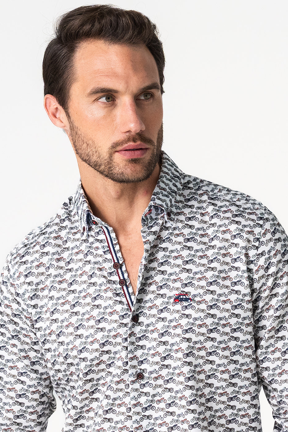 Camisa hombre manga larga estampado motocicletas