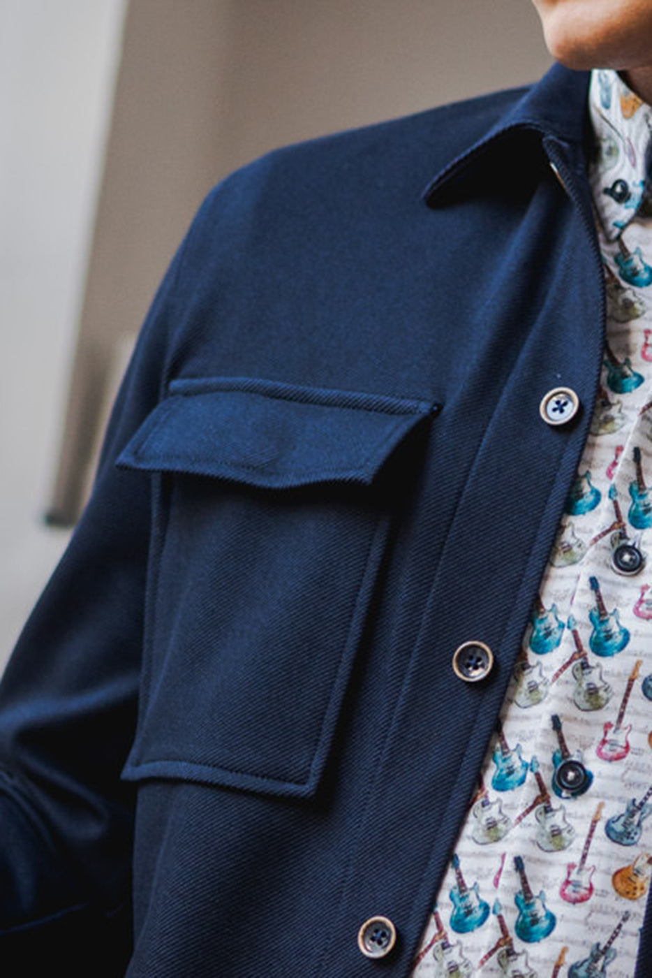 Sobrecamisa azul marino lisa de manga larga hombre